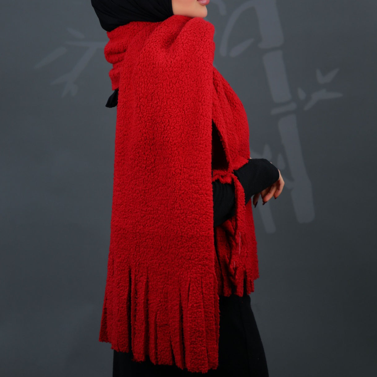 The Crimson Fringe Scarf